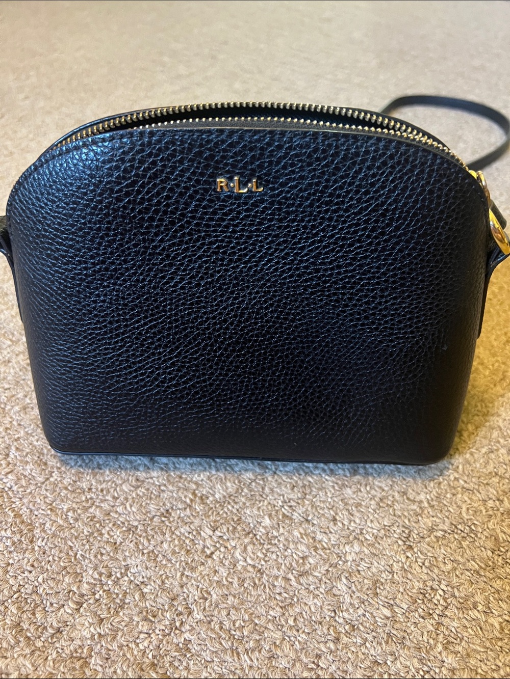 Lauren Ralph Lauren Black Pebbled Leather Crossbody Bag - Picture 2 of 6